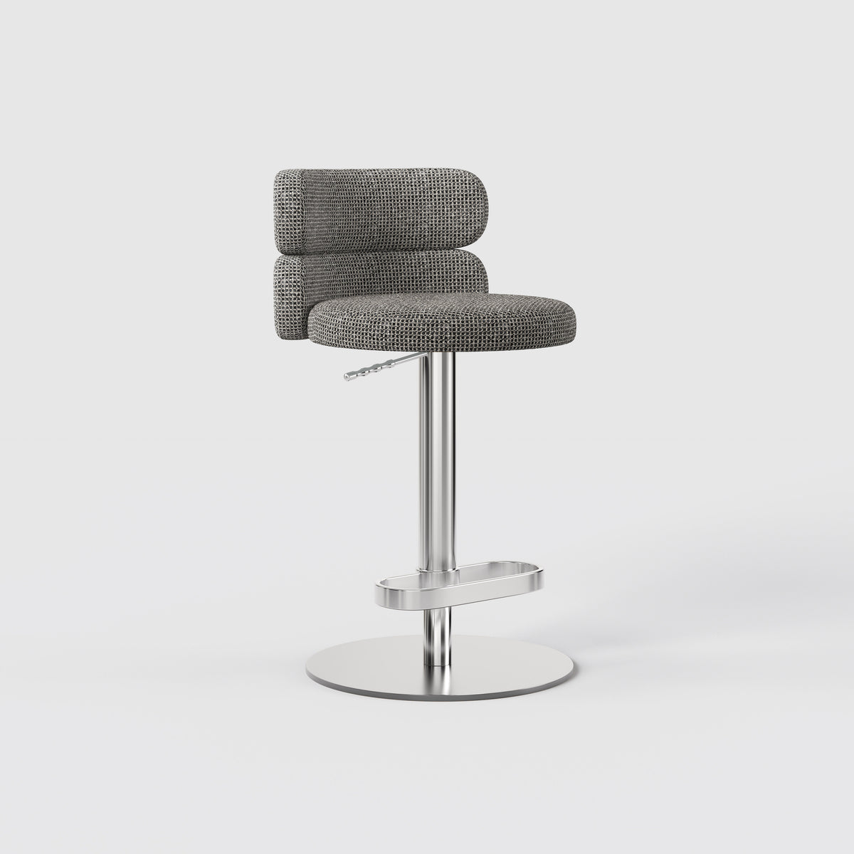 Modern Grey Linen Fabric Bar Stool, Adjustable Swivel Counter Stool Double Layer Backrest Golden Metal Base GD-100