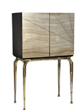 Luxury Onyx-Front Cabinet with Gold Legs