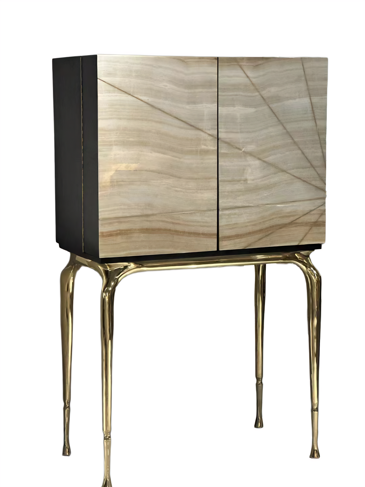 Luxury Onyx-Front Cabinet with Gold Legs