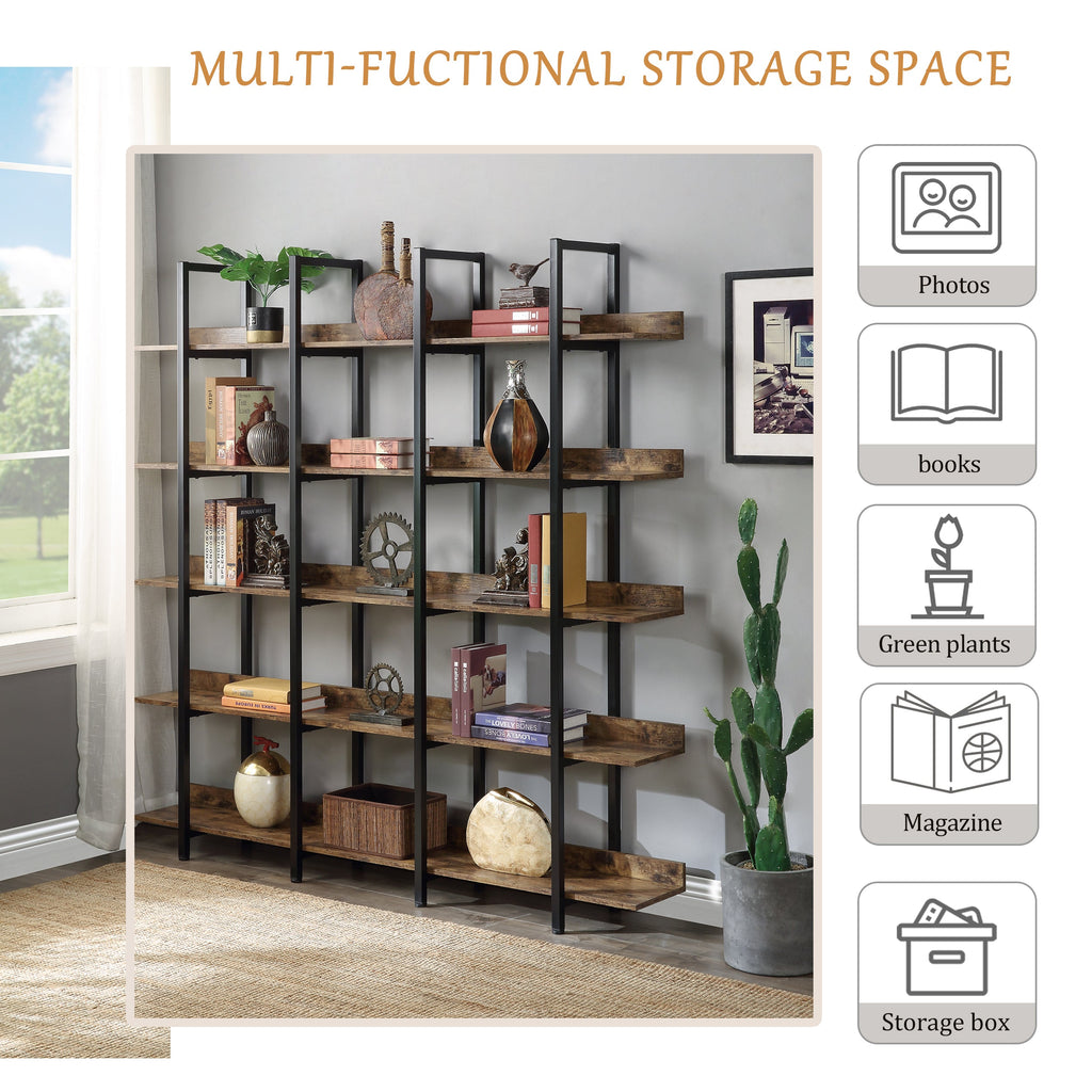 5 Tier Bookcase Home Office Open Bookshelf