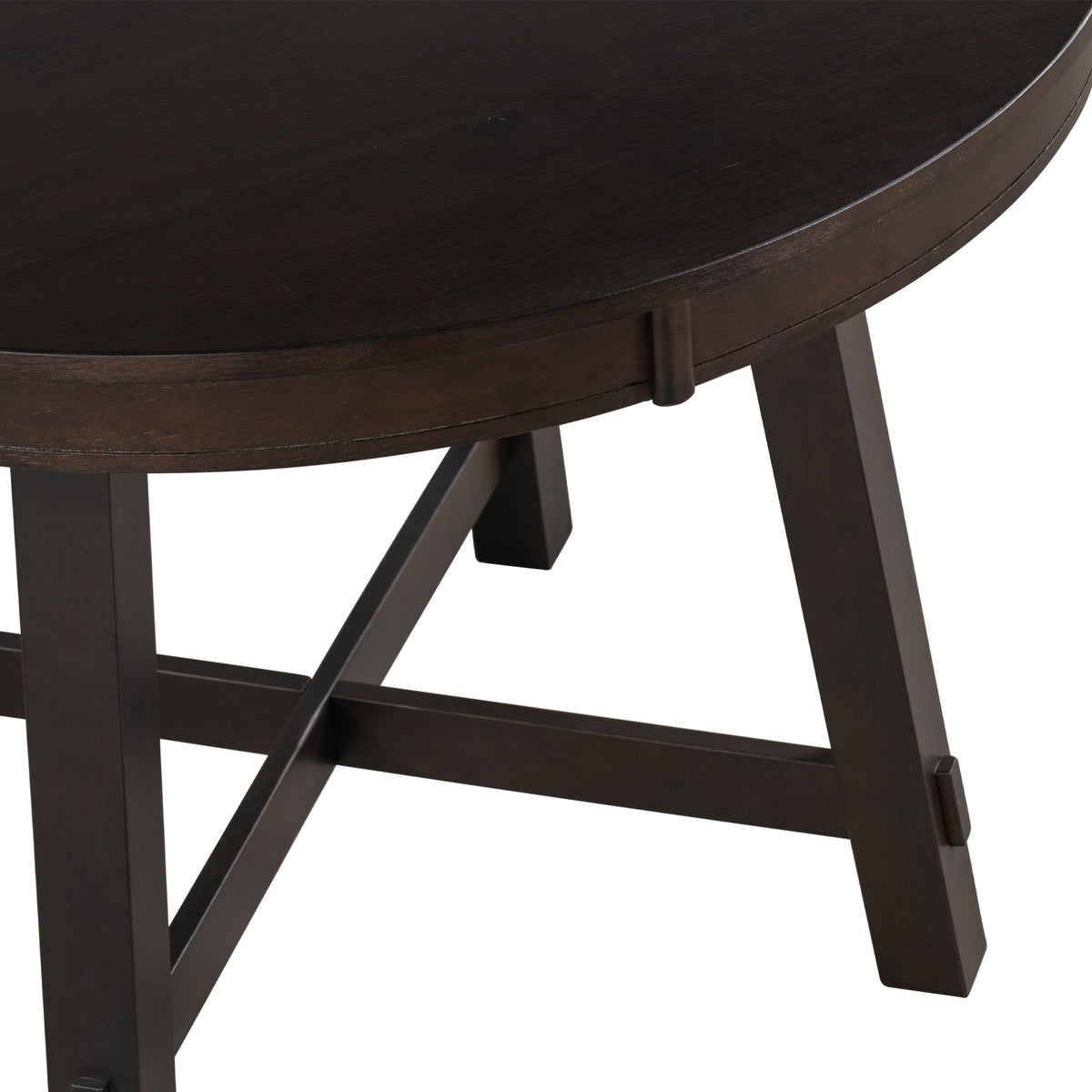 Round Extendable Dining Table with 16" Leaf Wood Kitchen Table