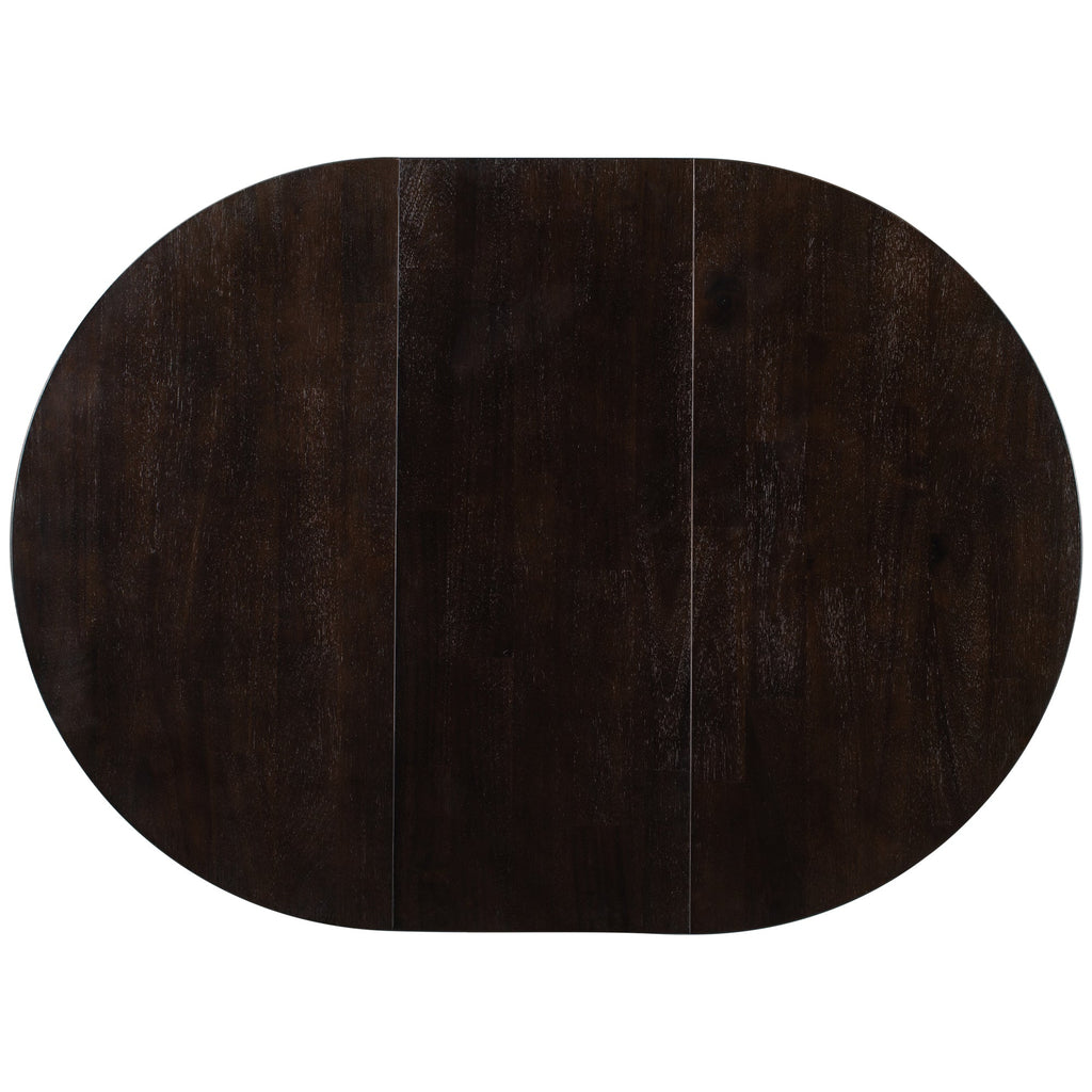 Round Extendable Dining Table with 16" Leaf Wood Kitchen Table