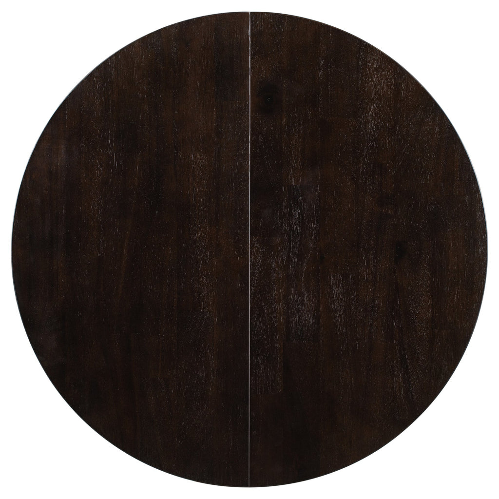 Round Extendable Dining Table with 16" Leaf Wood Kitchen Table