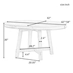 Round Extendable Dining Table with 16" Leaf Wood Kitchen Table