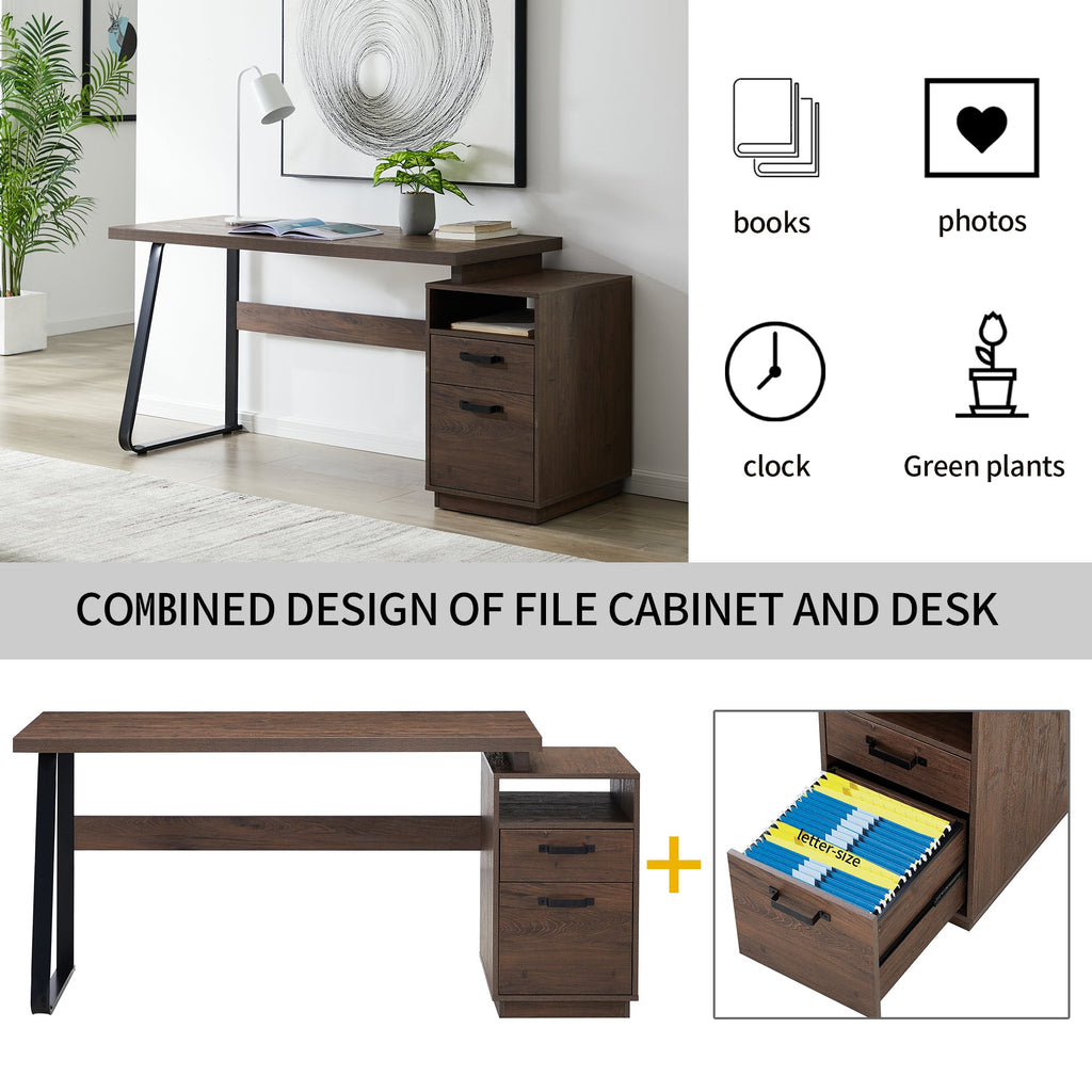 65 inch Writing Study Table with Drawers