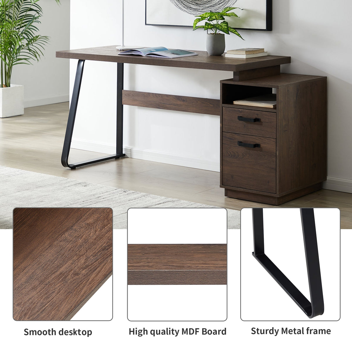 65 inch Writing Study Table with Drawers