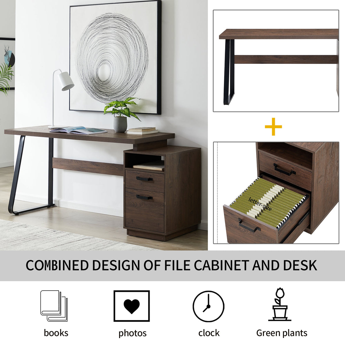 65 inch Writing Study Table with Drawers