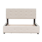 Upholstered Platform Bed with Classic Headboard and 4 Drawers