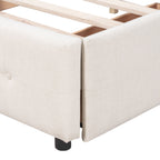 Upholstered Platform Bed with Classic Headboard and 4 Drawers