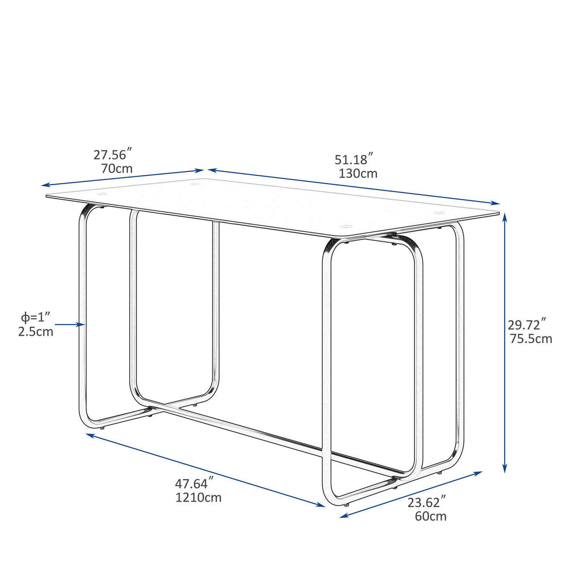 5-piece Rectangle Dining Table Set with Metal Frame