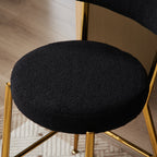 Set of 2 modern teddy fabric upholstered bar stools