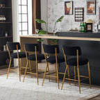 Set of 2 modern teddy fabric upholstered bar stools