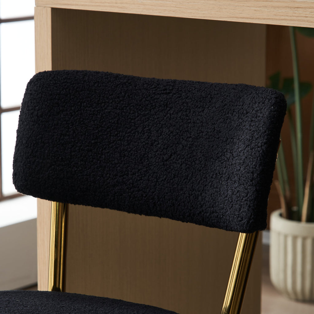 Set of 2 modern teddy fabric upholstered bar stools