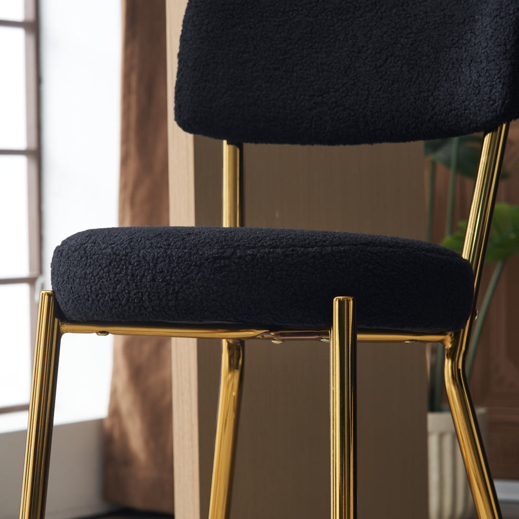 Set of 2 modern teddy fabric upholstered bar stools
