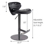 Black Titanium Stainless Steel Bar Stools Swivel Adjustable Height for Kitchen Counter and Dining Room