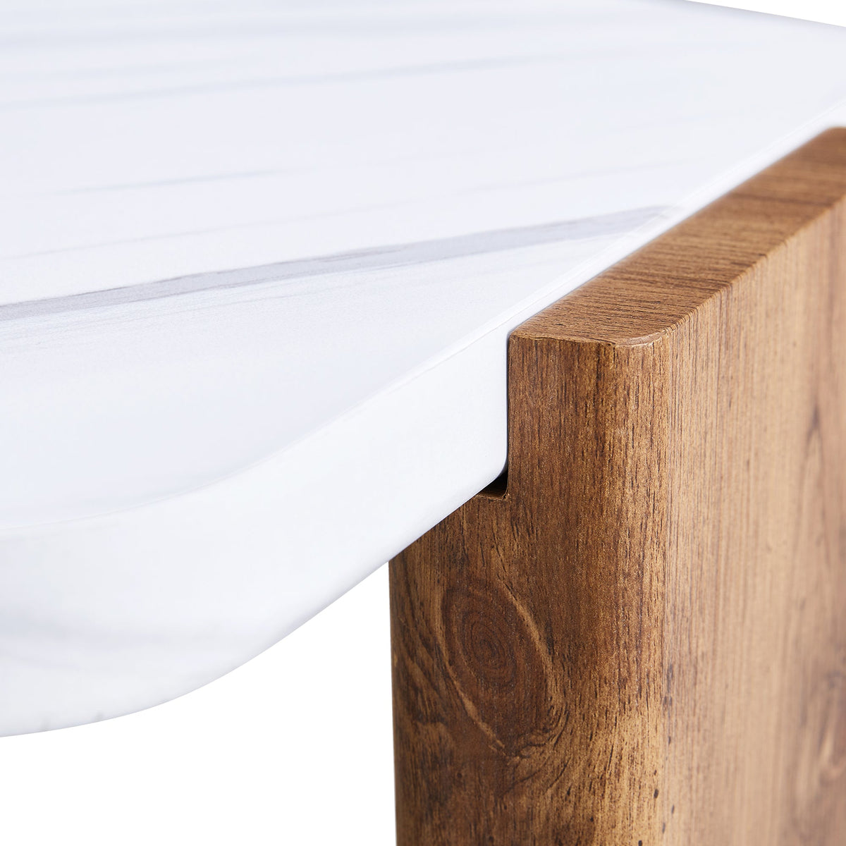Modern Practical MDF Coffee Table With White Tabletop And Wooden Toned Legs