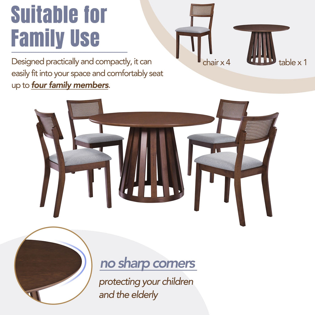 5-Piece Retro Dining Set with 1 Round Dining Table