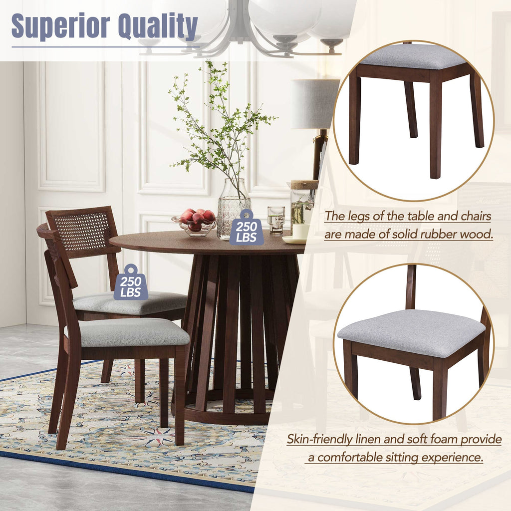 5-Piece Retro Dining Set with 1 Round Dining Table