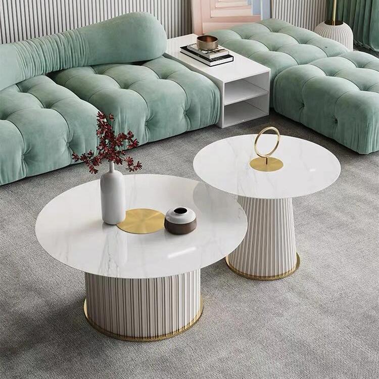 Combination Modern Simple Living Room Bedroom Apartment High and Low Round Sintered Stone Coffee Table
