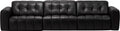 Channel Tufted Black Leather Sofa with Block Arms MJ-S60