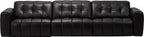 Channel Tufted Black Leather Sofa with Block Arms MJ-S60