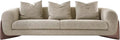 Rolled Arm Oatmeal Teddy Velvet Sofa with Walnut Side Panels MJ-S63