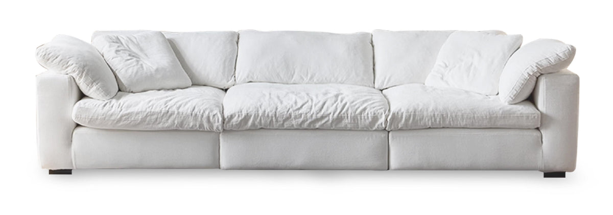 Cloud-style White Linen Modular Sofa with Plush Cushions MJ-S15
