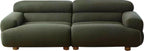 Channel Back Forest Green Fabric Sofa with Wood Feet MJ-S43