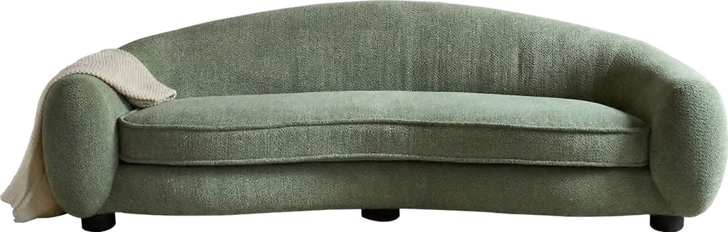 Asymmetric Curved Sage Green Suede Sofa MJ-S01