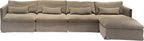 Low-profile Beige L-shaped Fabric Sectional Sofa MJ-S37
