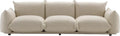 Rounded Arm Three-seater Cream Fabric Sofa MJ-S31