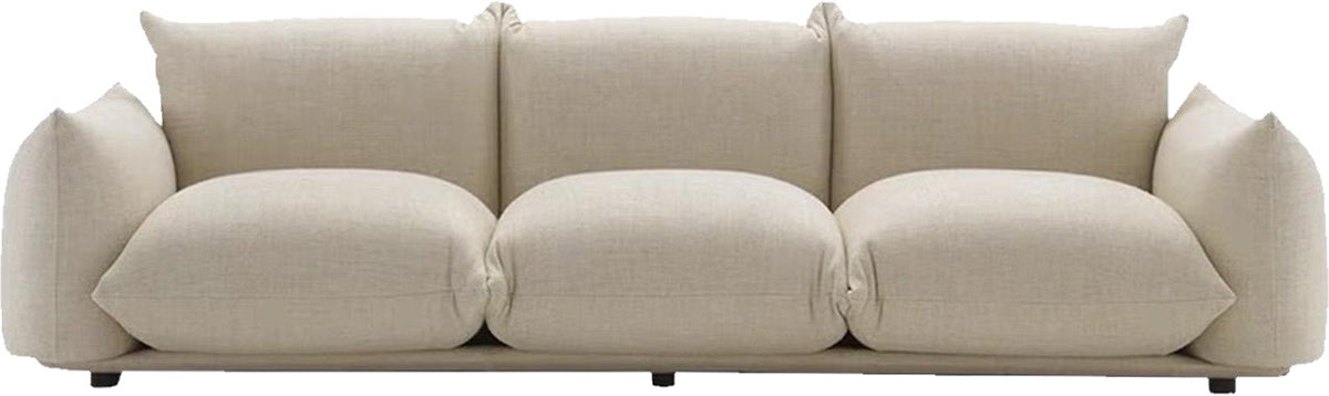 Rounded Arm Three-seater Cream Fabric Sofa MJ-S31