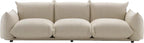 Rounded Arm Three-seater Cream Fabric Sofa MJ-S31