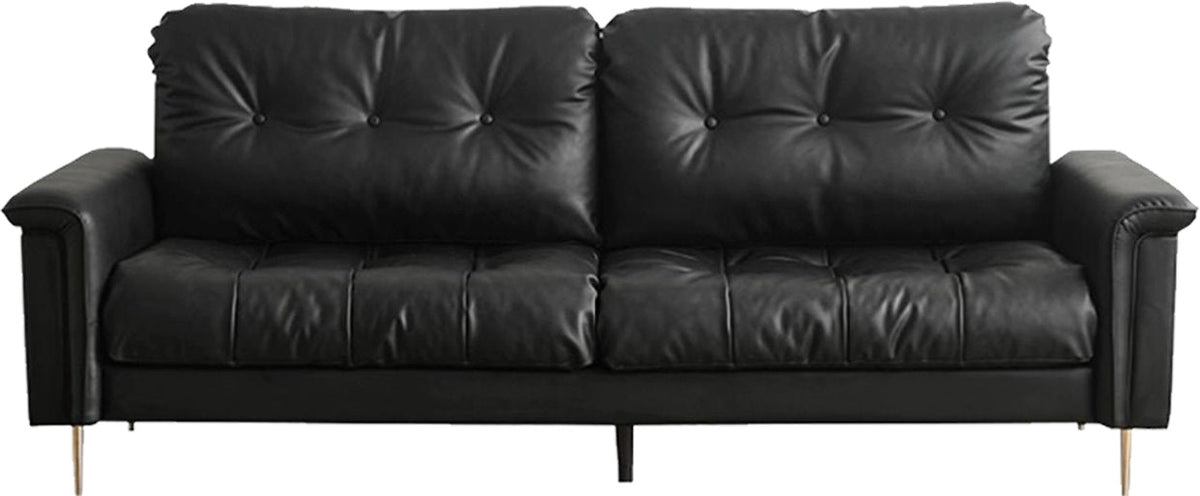 Classic Cushioned Black Leather Sofa MJ-S27