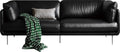 Modern Slim Black Leather Straight Sofa MJ-S28