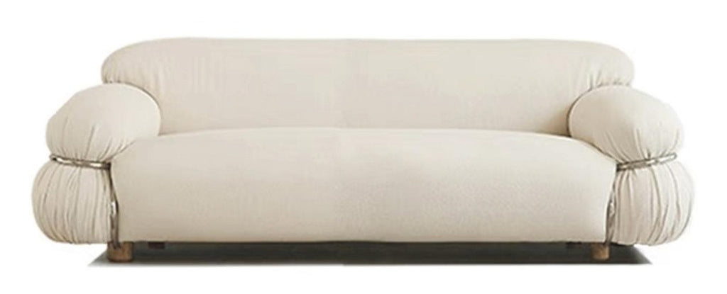 Round Arm Cream Plush Fabric Sofa MJ-S75