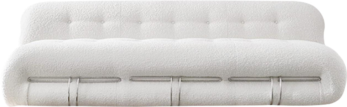 Grid Tufted White Fabric Sofa MJ-S42