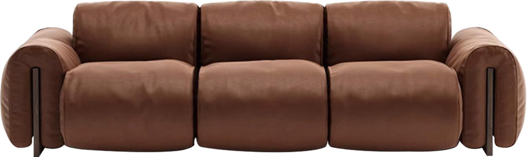 Vintage Block Brown Leather Sofa for Modern Living Room MJ-S78