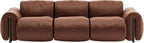 Vintage Block Brown Leather Sofa for Modern Living Room MJ-S78