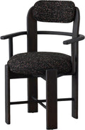 Textured Bouclé Fabric Solid Wood Arm Dining Chair MJ-CY03
