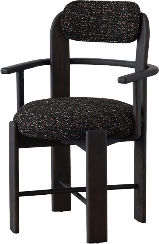 Textured Bouclé Fabric Solid Wood Arm Dining Chair for Residence MJ-CY03