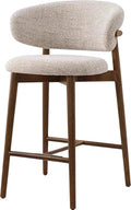 Bouclé Fabric Wood Frame Bar Stool MJ-BY04