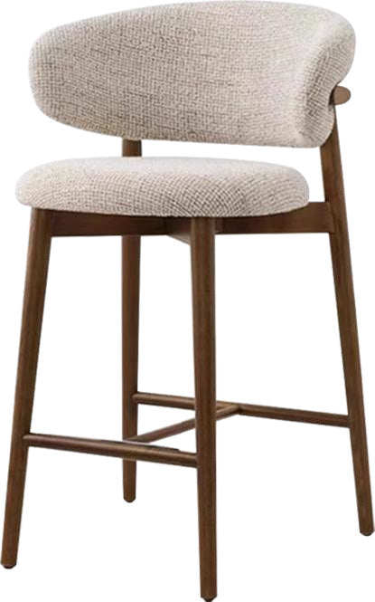 Bouclé Fabric Wood Frame Bar Stool for Villa Bar Counter MJ-BY04