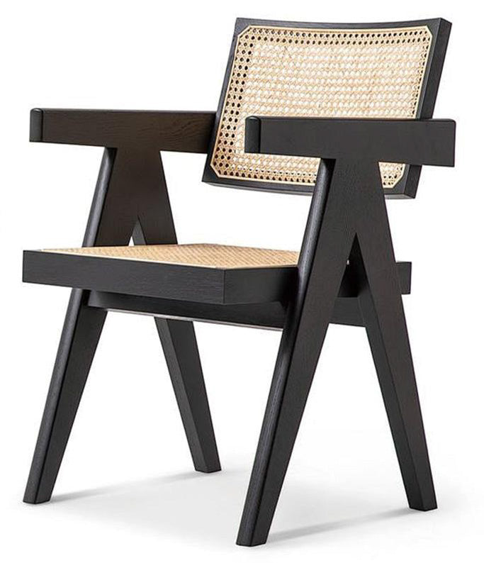 Retro Rattan Back Solid Wood Dining Chair for Hotel Restaurant MJ-CY04