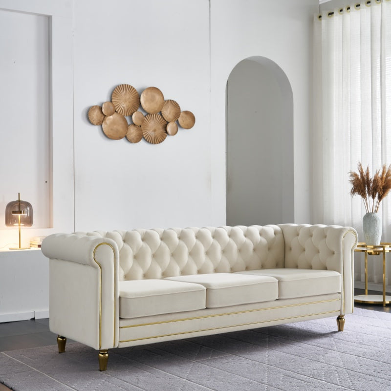 Comfy Couches Tufted Luxury Velvet Furniture for 3 Seat