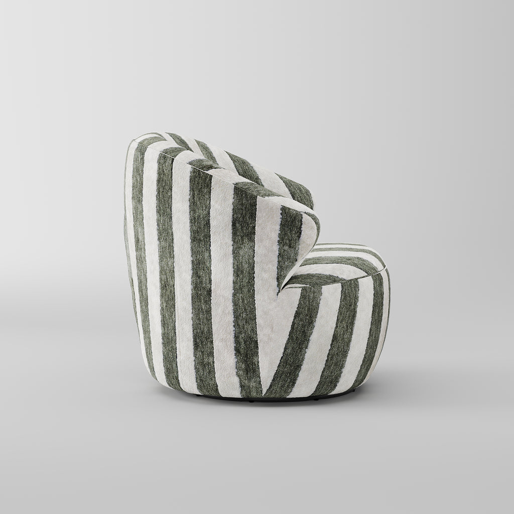 Striped Fabric Curved Accent Lounge Chair for Villa Lounge LC-1021