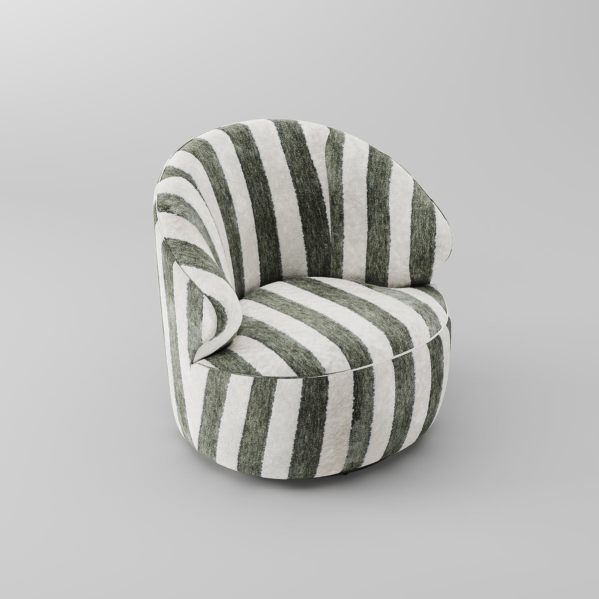 Striped Fabric Curved Accent Lounge Chair for Villa Lounge LC-1021