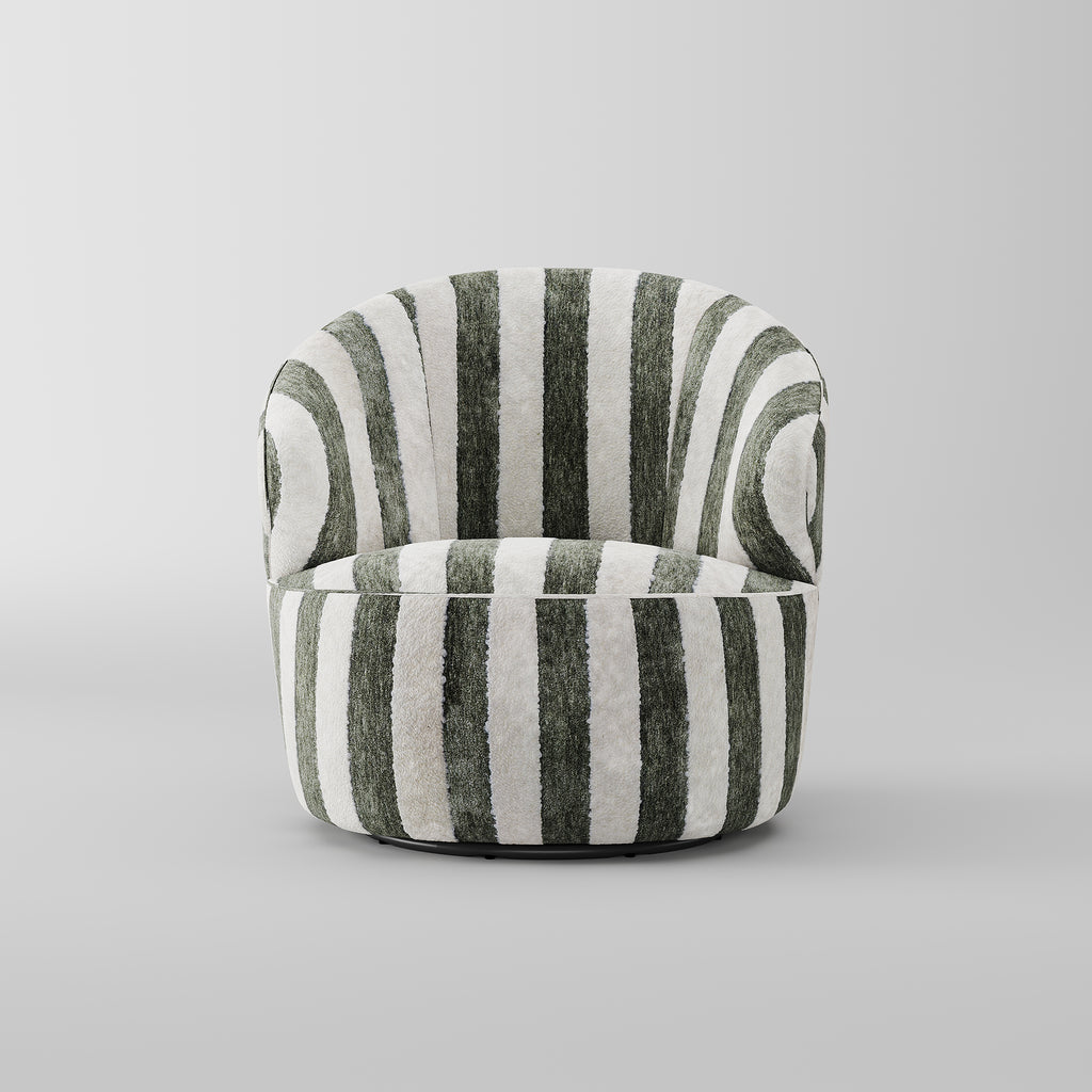Striped Fabric Curved Accent Lounge Chair for Villa Lounge LC-1021