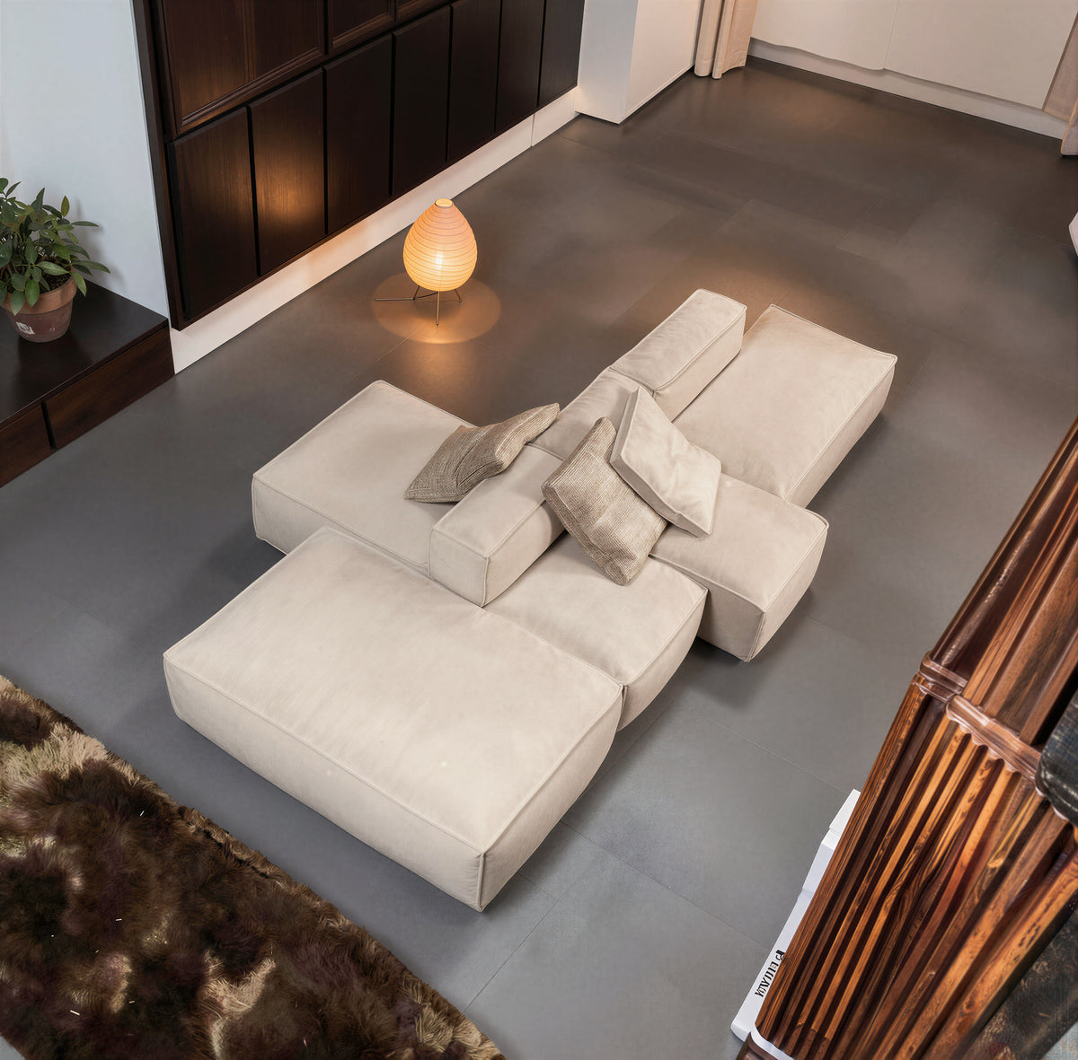 Dark Leather Modular Sectional Sofa SF-1009