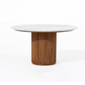 Fluted Solid Wood Pedestal Round Dining Table for Luxury Apartment MJ-CZ20